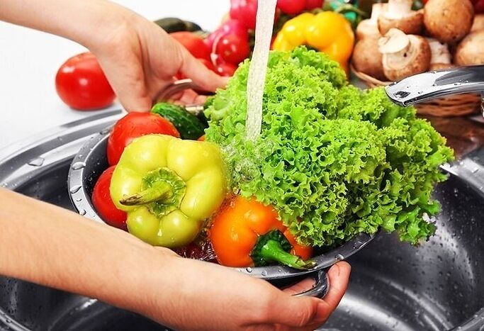 washing vegetables and herbs to prevent pest infestation